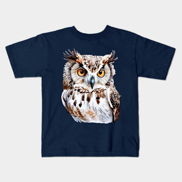 Watercolor Mysterious Owl Kids T-Shirt by KOTOdesign